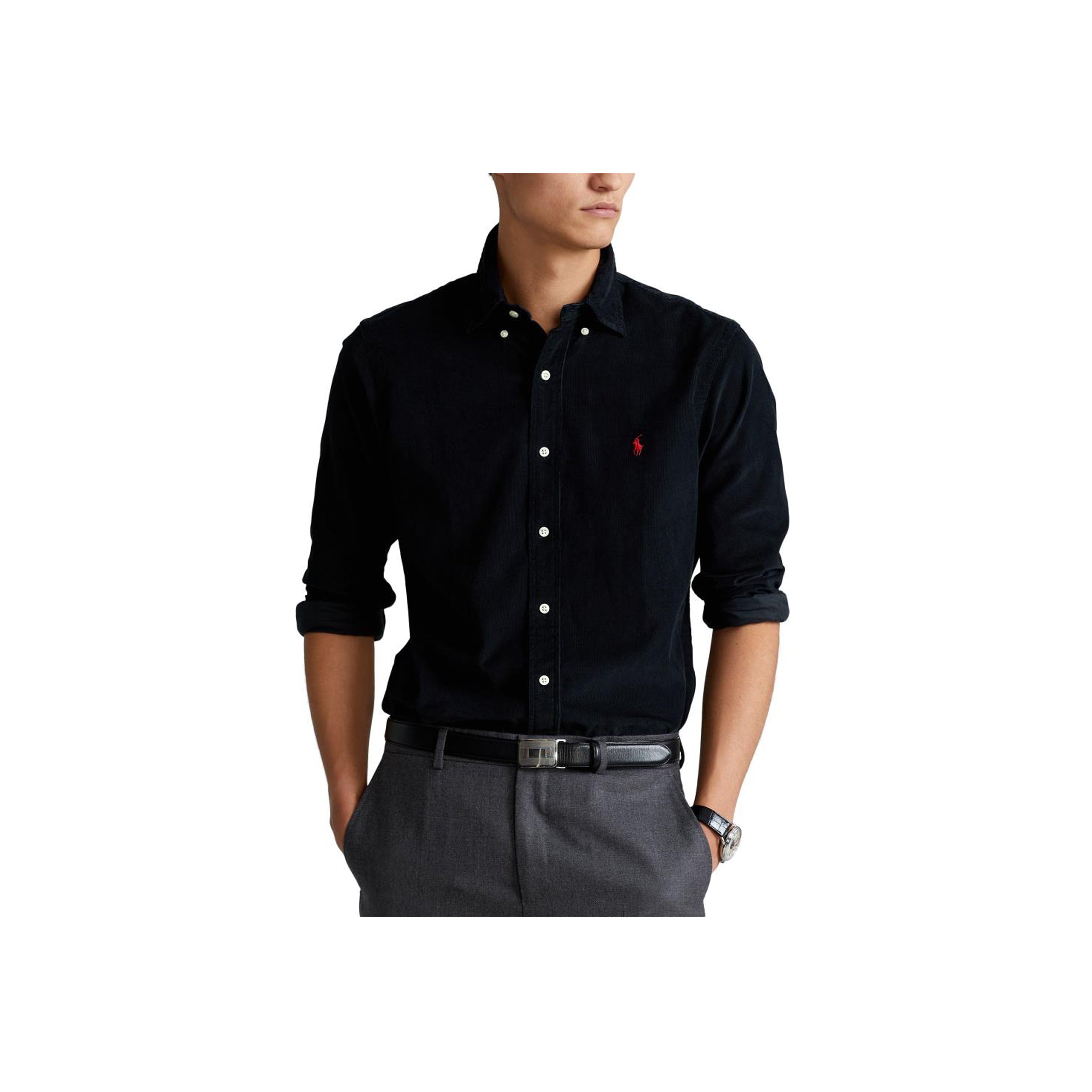 Slim Fit Long Sleeve sport shirt - Black