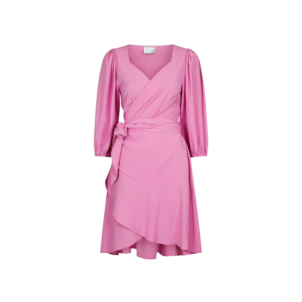 Ariel Dobby Wrap Dress - Pink