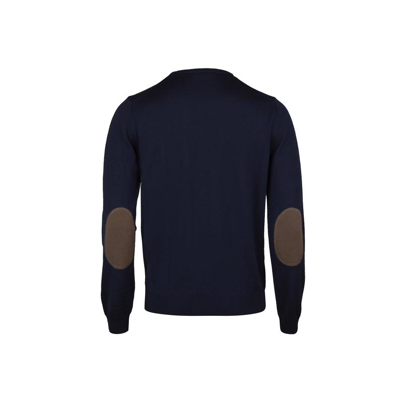 Crew w patch, Merino wool - Navy