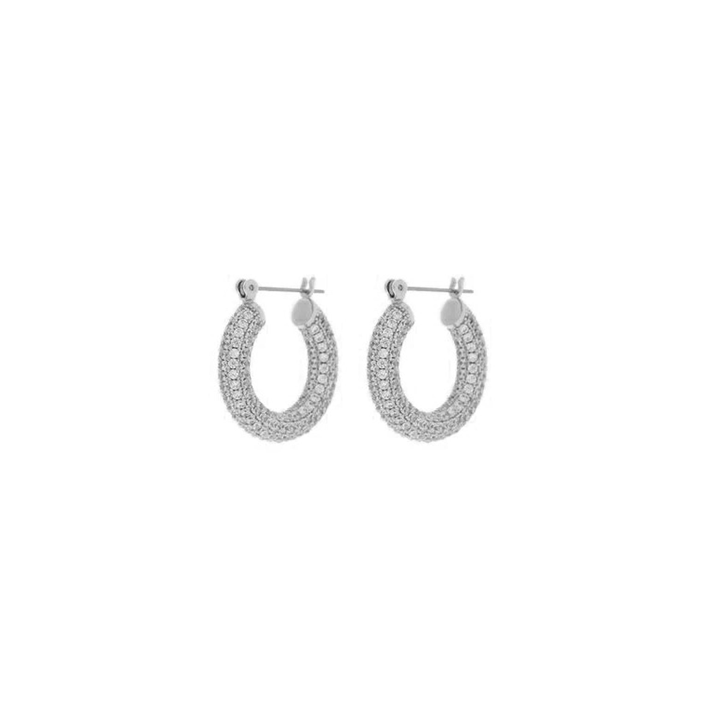 The Pavé Baby Amalfi Hoops - Silver