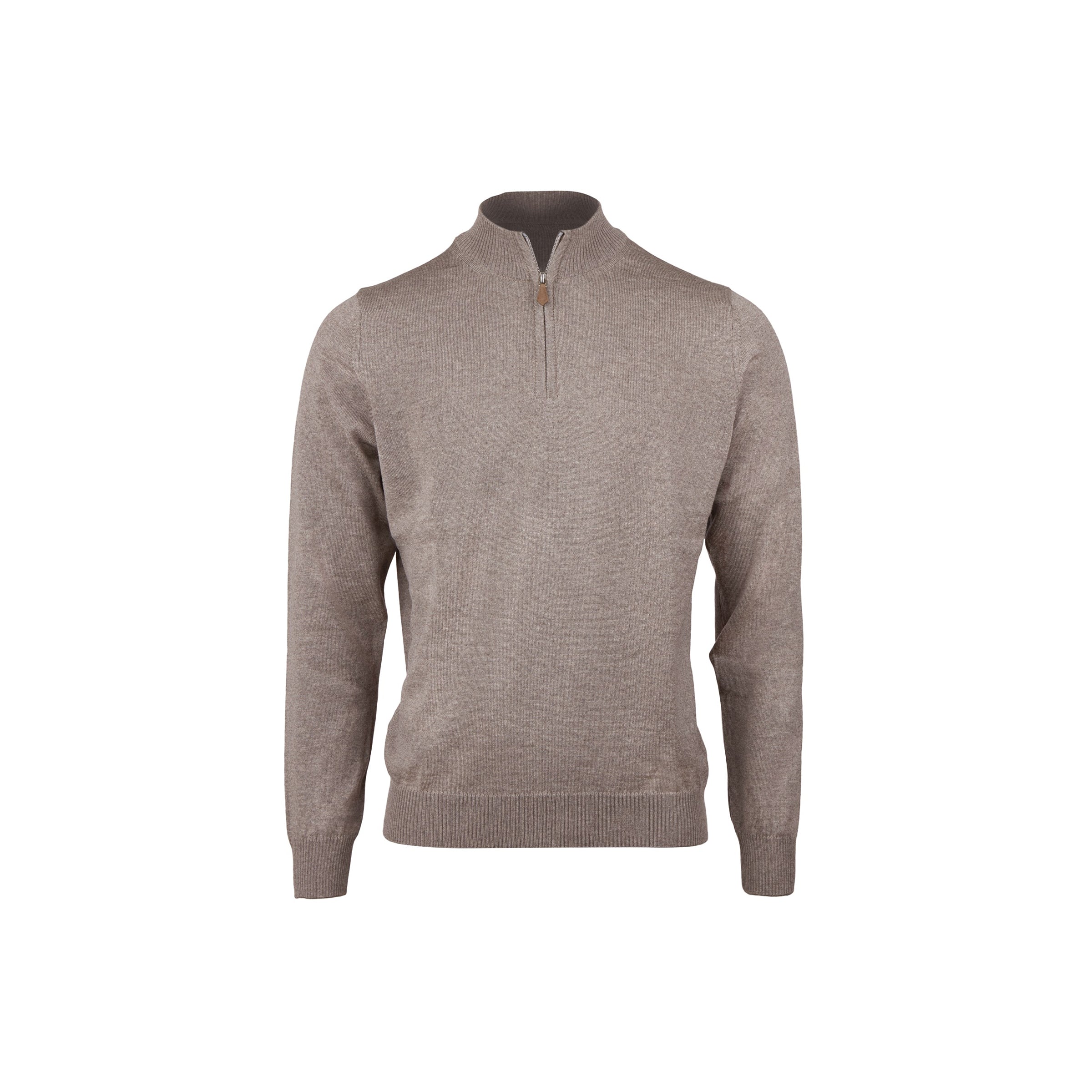 Sweater Knitted Half Zip Merino - Beige