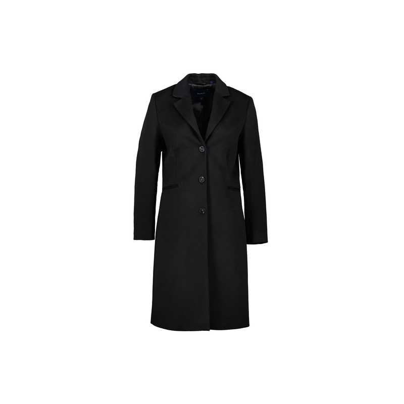 Wool Blend Tailored Coat - Black