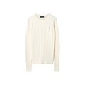 Stretch Cotton Cable Crew - White