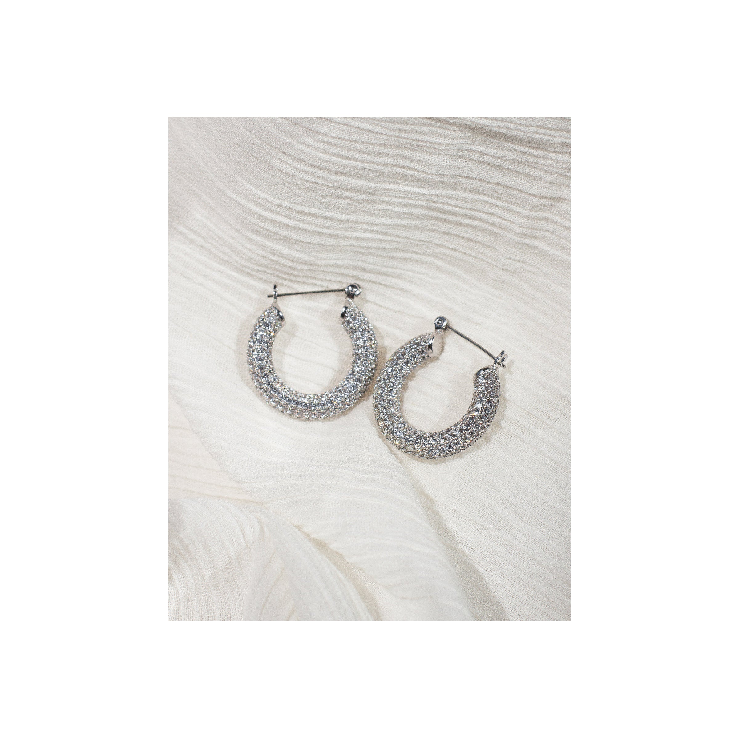 The Pavé Baby Amalfi Hoops - Silver