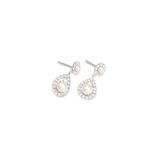 Petite Sofia pearl earrings - Silver