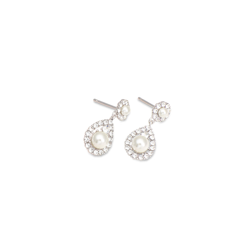 Petite Sofia pearl earrings - Silver