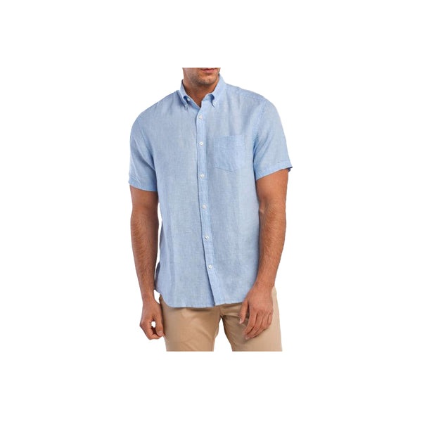 Reg Linen Shirt Ss Bd - Blue