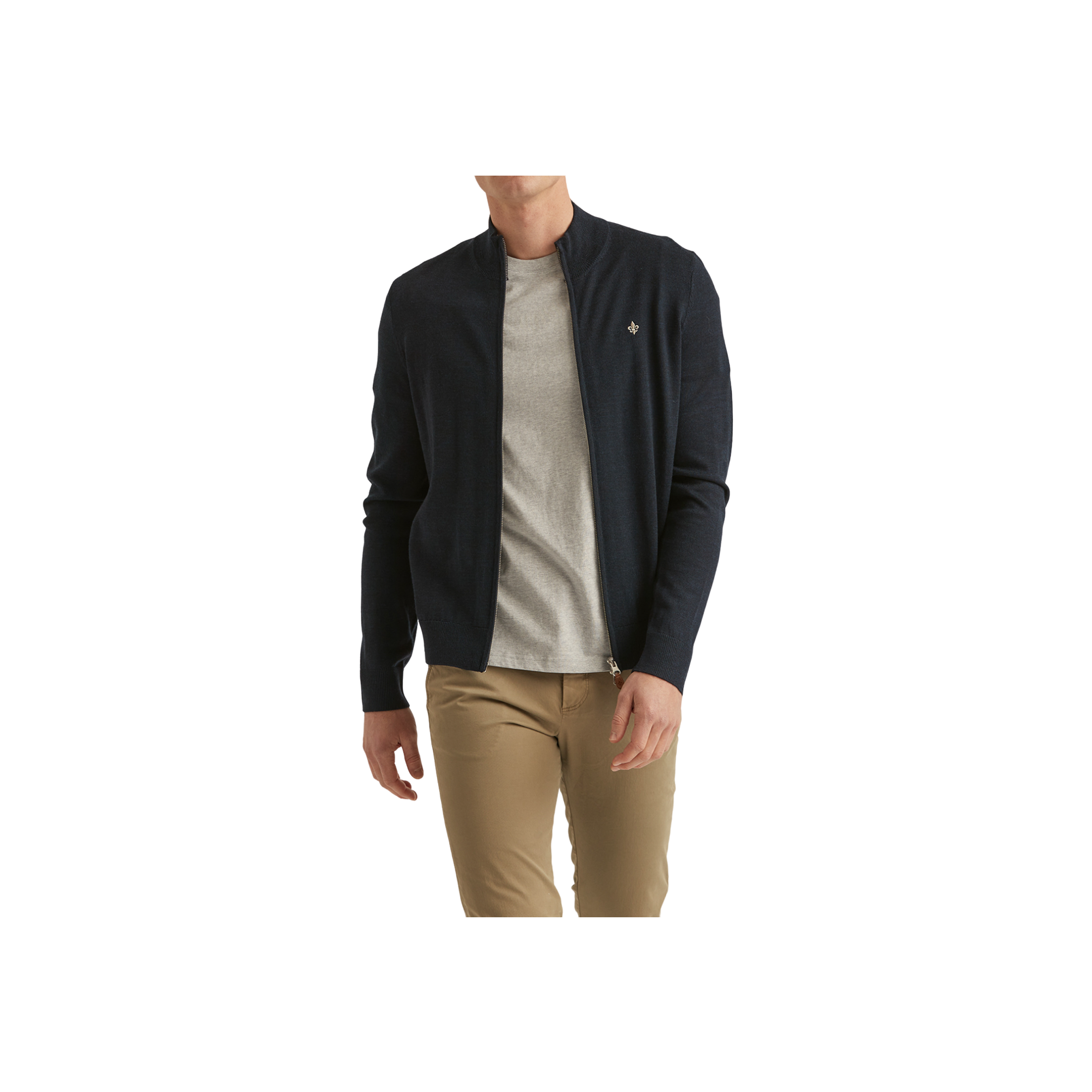 Merino Zip Cardigan - Navy