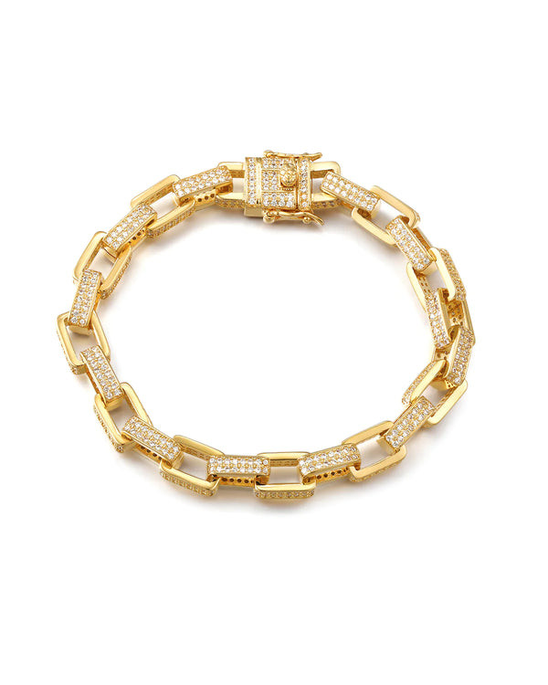 Boxy Pave Chain Bracelet - Gold