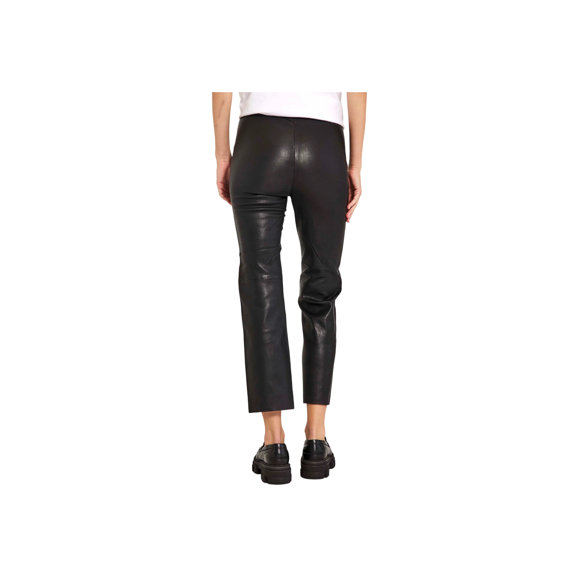 Celia Stretch Leather Pants - Black