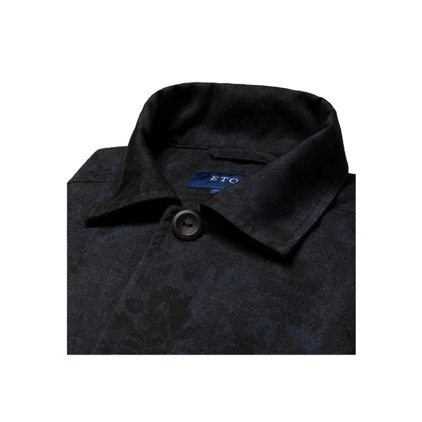 Gabardine print overshirt - Blue