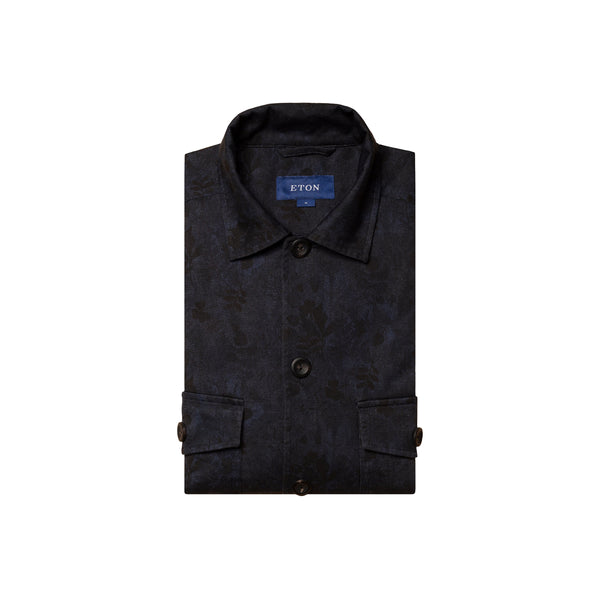 Gabardine print overshirt - Blue