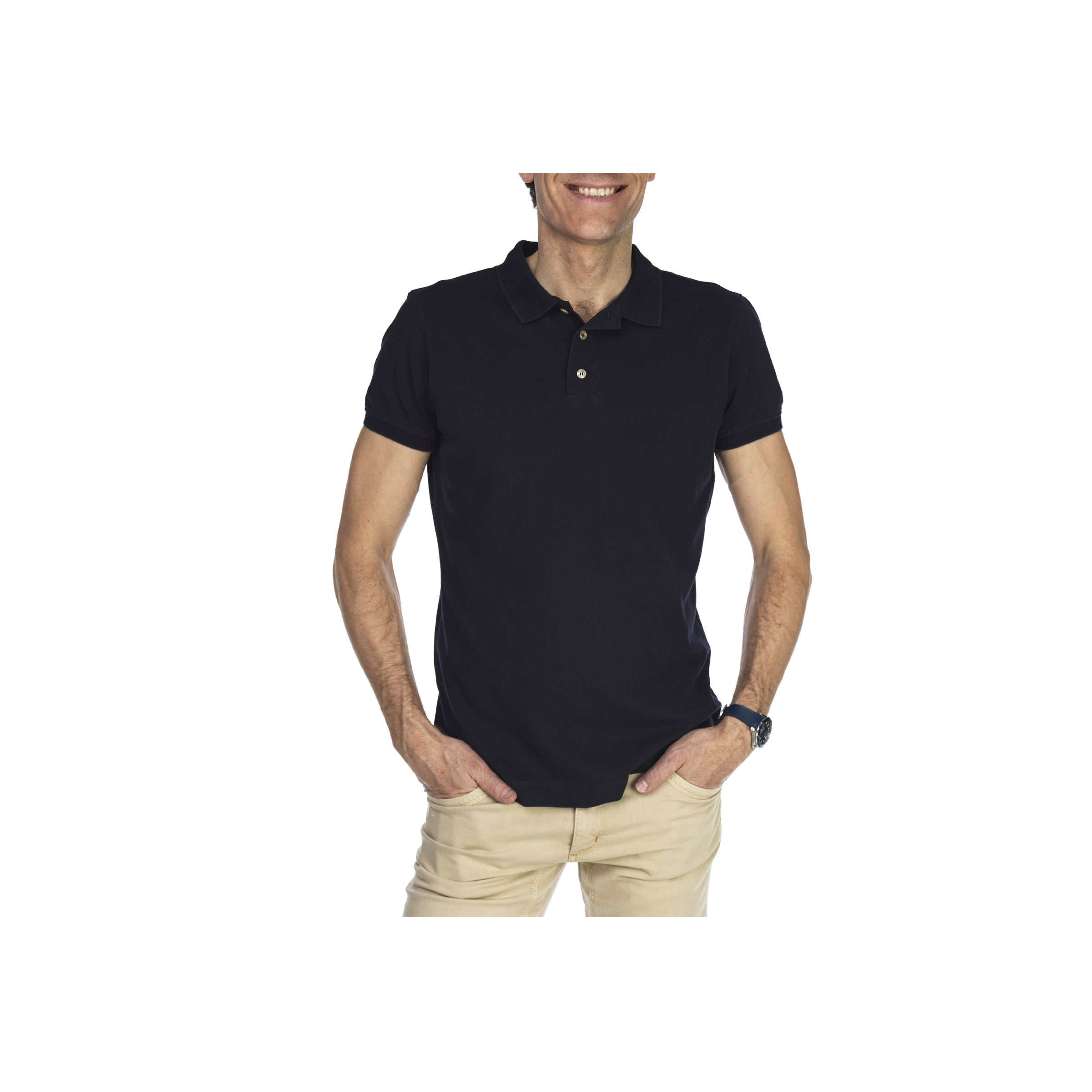 Pique Stretch Polo - Navy