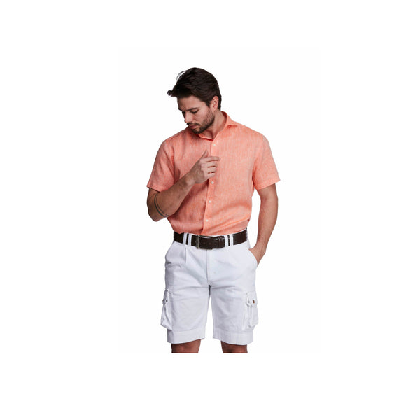 Linen Short Sleeve Shirt - Orange