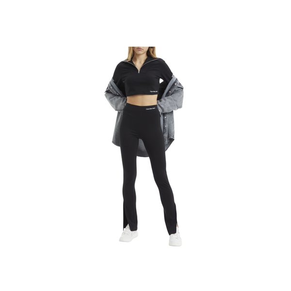 SPLIT HEM SLIM MILANO PANTS - Black