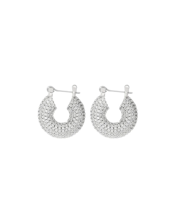 The Pave Mini Donut Hoops - Silver