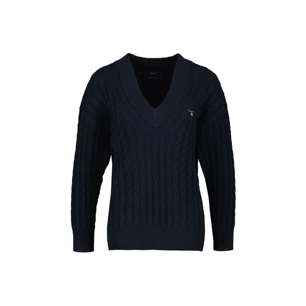 Twisted Cable V-Neck - Navy