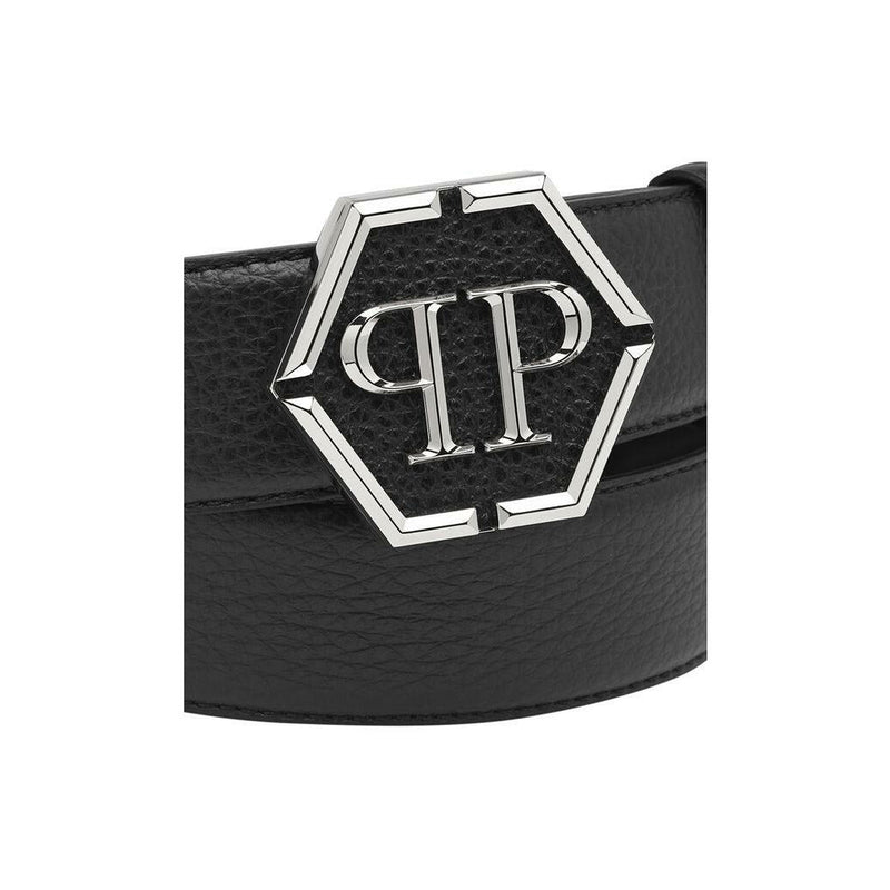 Leather Belt Iconic Plein - Black