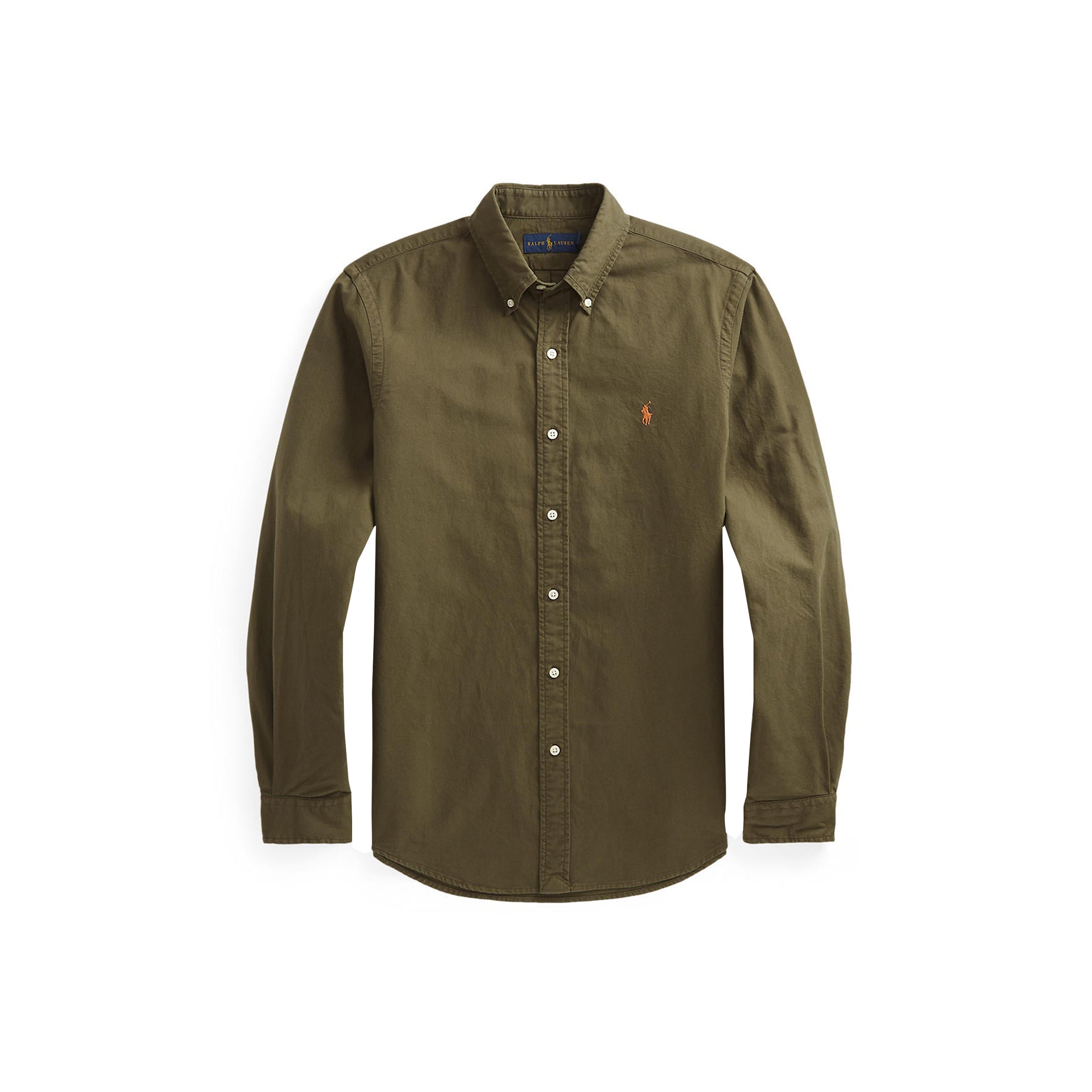 Slim Fit Garment-Dyed Oxford Shirt - Green