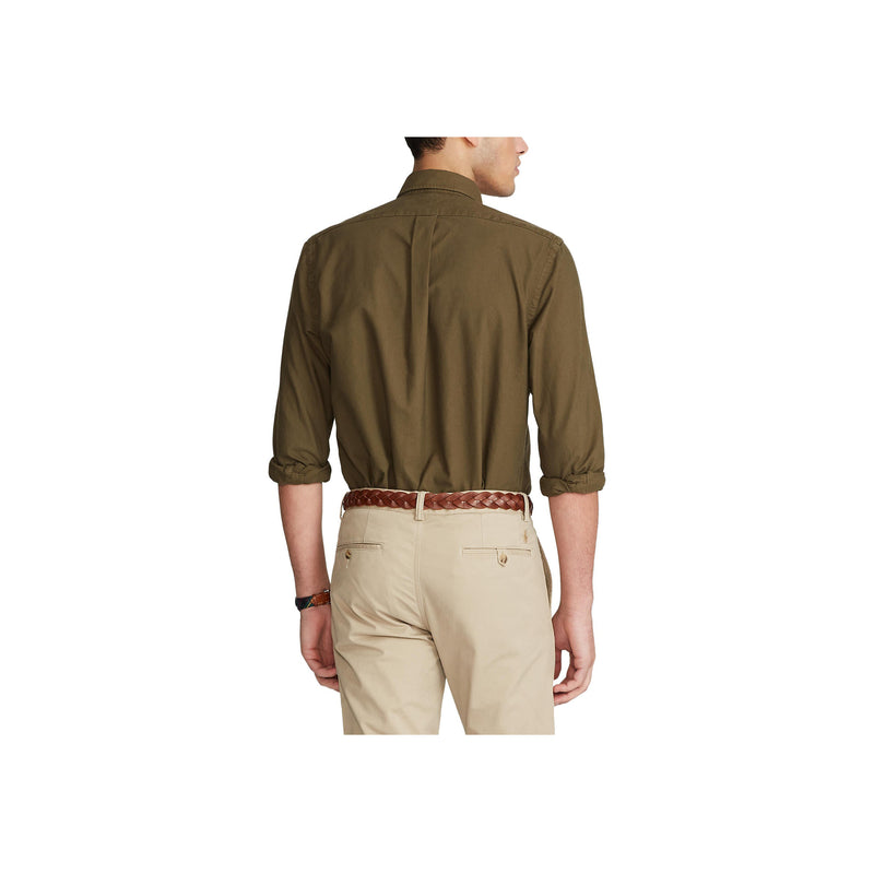 Slim Fit Garment-Dyed Oxford Shirt - Green